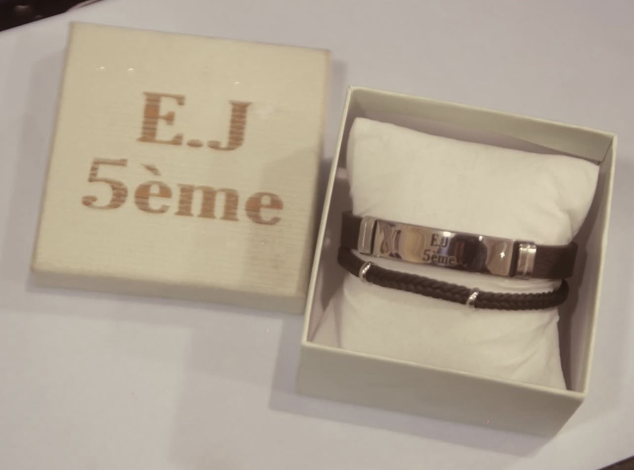 Bracelet cuir-métal & coffret bois gravé